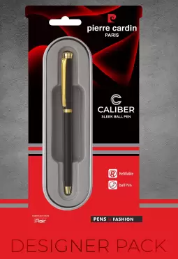 PIERRE CARDIN Caliber Sleek Black Chrome Ball Pen (Blue)