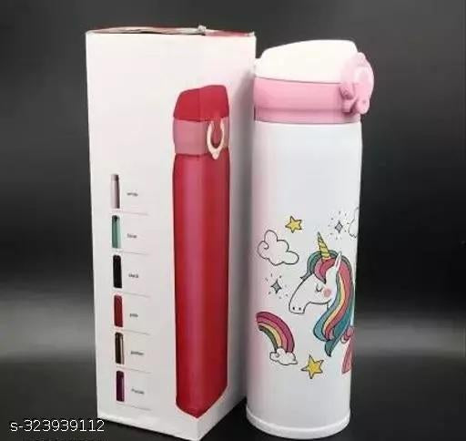 AMKAY Vacuum Bottle Leakage Proof Lid Flask for Hot & Cold Tea Coffee Water for Kids 500 ml Water Bottle (Set of 1, Multicolour)
