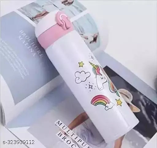 AMKAY Vacuum Bottle Leakage Proof Lid Flask for Hot & Cold Tea Coffee Water for Kids 500 ml Water Bottle (Set of 1, Multicolour)