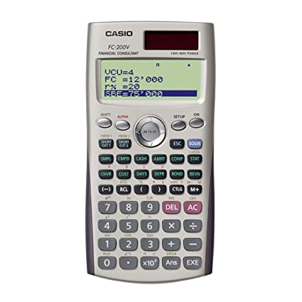 Casio FC-200V-2nd Edition Financial Calculator, 4-Line Display, DOT Matrix,10+2 Digits