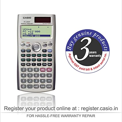Casio FC-200V-2nd Edition Financial Calculator, 4-Line Display, DOT Matrix,10+2 Digits