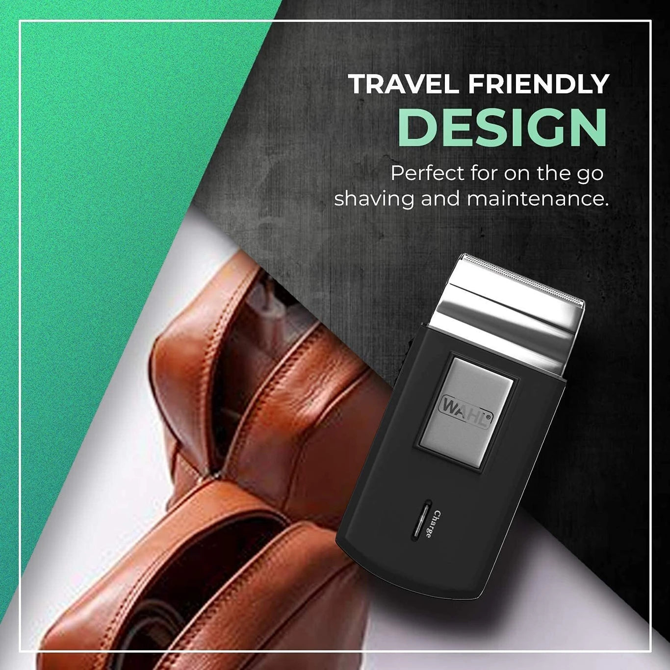 Wahl Travel Shaver USB, 0.4 mm cutting length, 45 minutes run time, Perfect travel companion with USB charging facility, Extra Cutting blade and foil to move along the contours, Black & Gold - 3025441IN