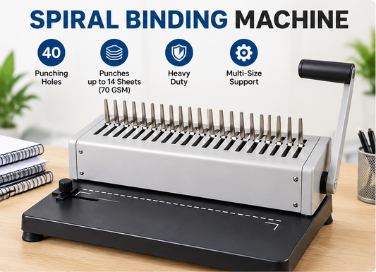 Spiral Binding Machine 40 Punching Hole Heavy Duty A3, A4, FS Legal,Full Scape Size,14 Sheets of 70 GSM Paper
