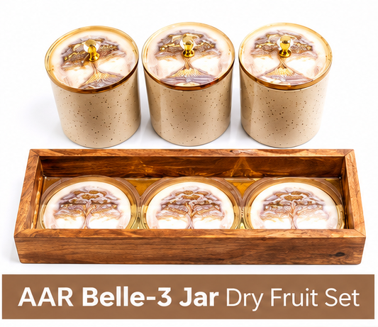 AAR Belle-3 Jar Dry Fruit Set | Stylish Storage Jars for Dry Fruits, Nuts, Snacks & Kitchen Use