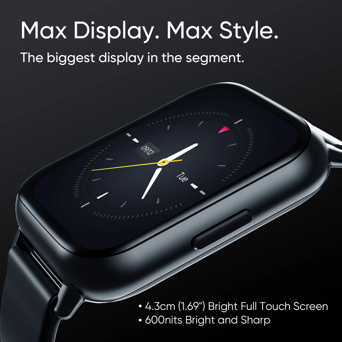 DIZO Watch 2 by realme TechLife – Smart Watch with 1.69" Full Touch Display, Heart Rate & SpO2 Monitoring, Activity Tracking, Multiple Sports Modes & Long Battery Life (SD)