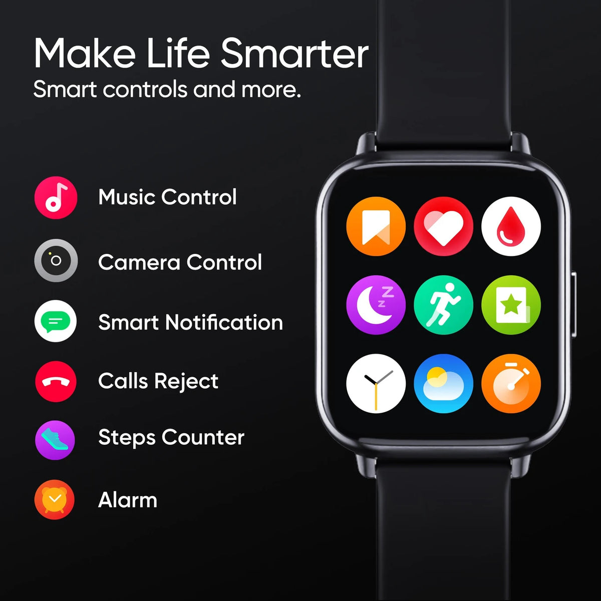 DIZO Watch 2 by realme TechLife – Smart Watch with 1.69" Full Touch Display, Heart Rate & SpO2 Monitoring, Activity Tracking, Multiple Sports Modes & Long Battery Life (SD)