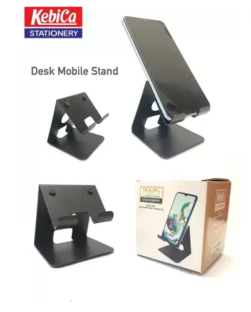 Kebica 1 Compartments Steel Metal Mobile Stand with Table Grip Made Design on Your Phone Design Set-1 Black  (Black)