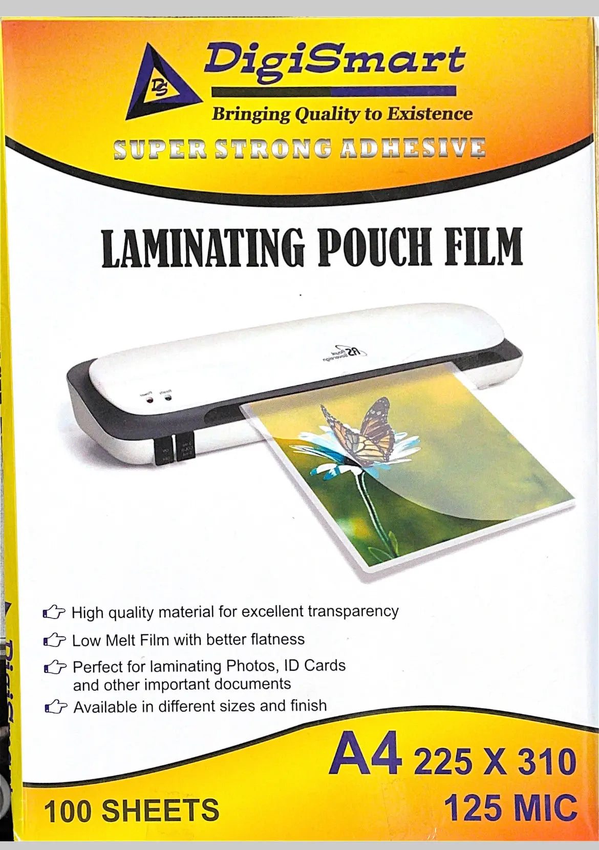 DIGISMART* Excellent Lamination Pouch Micron 125 (A4 Size 225x310mm) Thermal Lamination Film | Waterproof Lamination Film | Document Protection Film (100 sheets per pouch) (Pack of 1) - Image #1