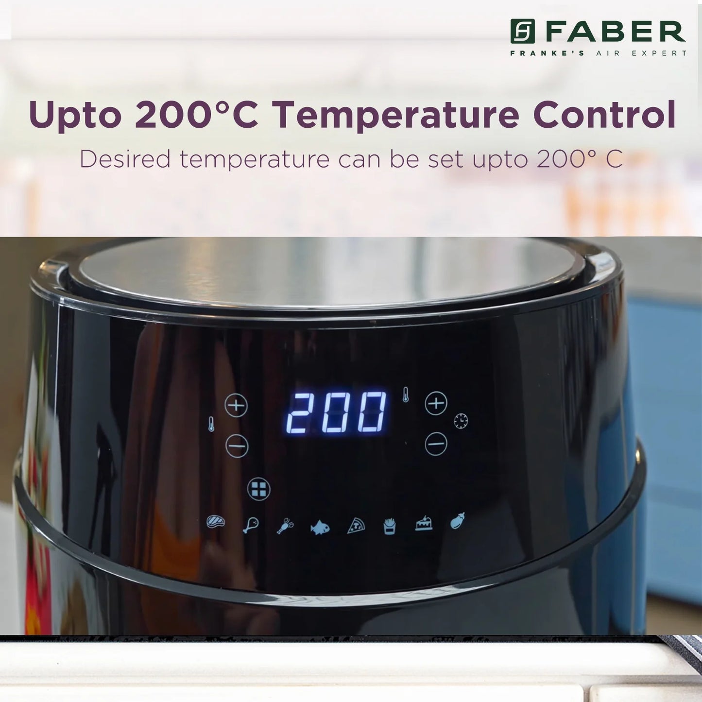 HOUSEHOLD FAB Digital Air Fryer 4.5L | 1400W Rapid Air Technology | Touch Control Panel | Adjustable Temperature & Timer | Oil-Free Healthy Cooking | Non-Stick Fry Basket | Black