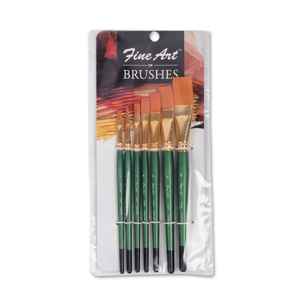 Fine Art FLAT BRUSH SET-7 (S-413) No.1, 2, 4, 6, 8, 10, 12