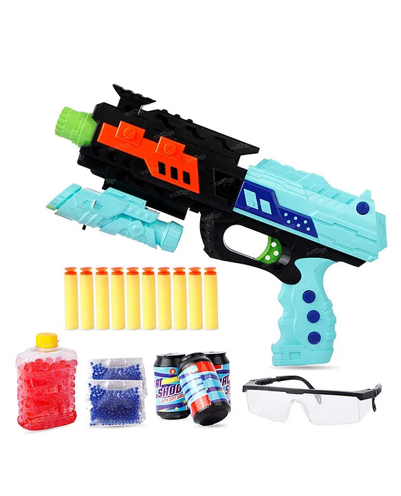 3 in 1 Shooting Game Gun Toy with 10 Soft Darts Shooter & 600 Pcs Jelly Balls Shots, Eye Goggle Toys Gun for Boys Girls