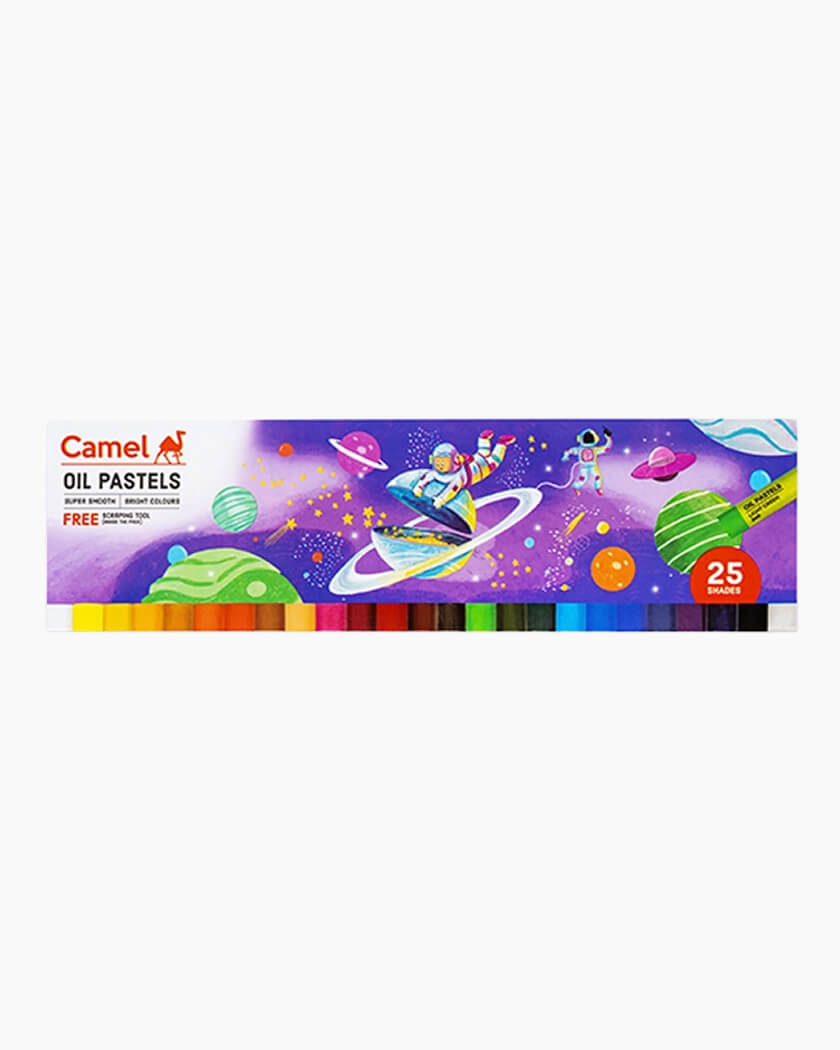 Camlin Oil Pastels Junior 25 Shades – Rich & Smooth Colours with Scraping Tool