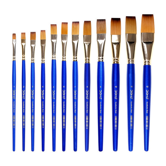 Doms Artistic Synthetic Flat SR 8 Paint Brush Set (Set of 5 Pcs) | Long Handle with Seamless Ferrule & Long Bristales | Soft & Easy to Clean | Comfortable, Sturdy & Light Weight Body | Pack of 1