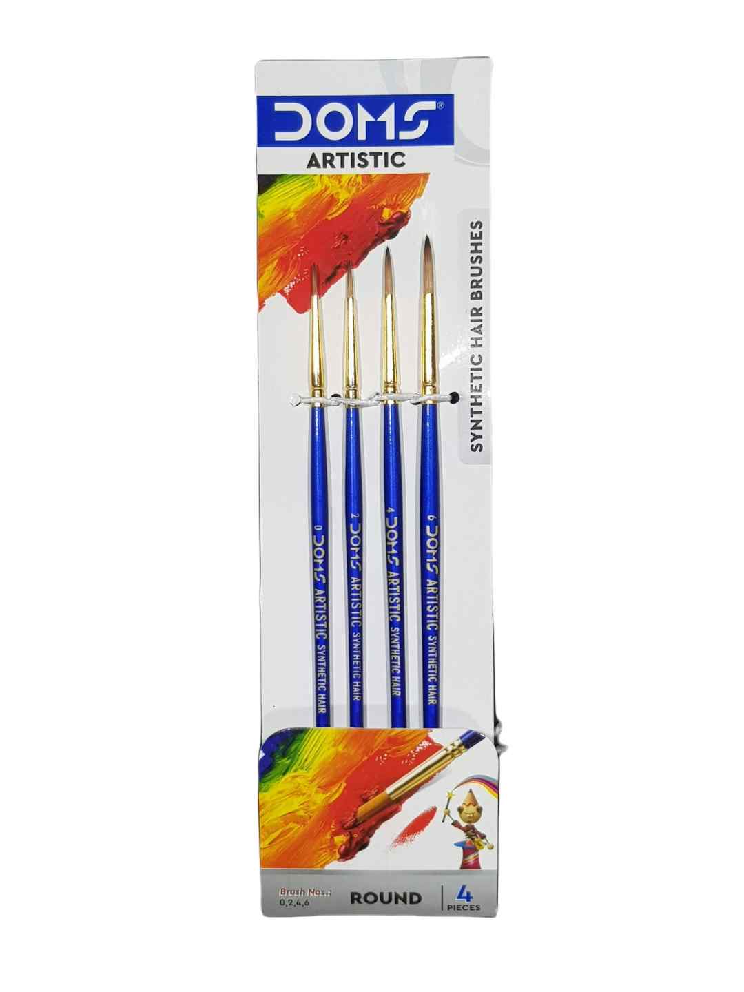 DOMS Synthetic Paint Brush Set (Round, Pack of 4 x 1 Set)