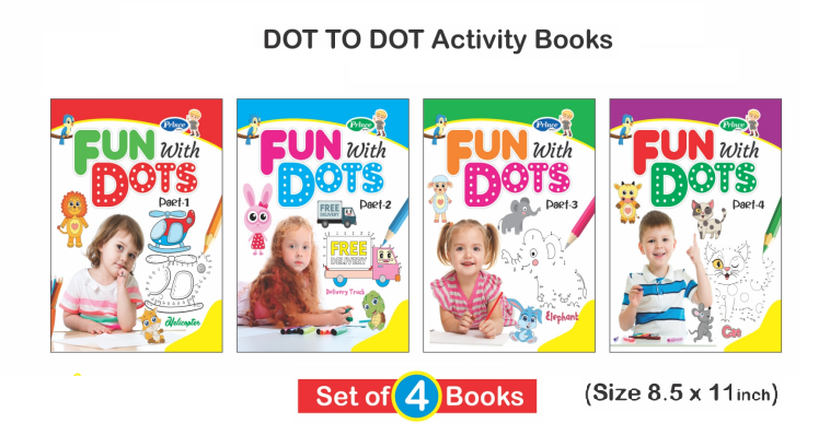 Dot to Dot Activity books | Set of 4 books |  Book For Children | English, Hardcover, Kamal |