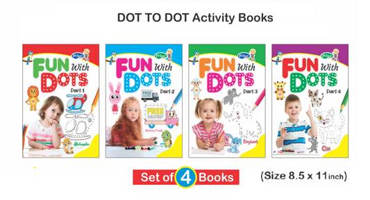 Dot to Dot Activity books | Set of 4 books |  Book For Children | English, Hardcover, Kamal |