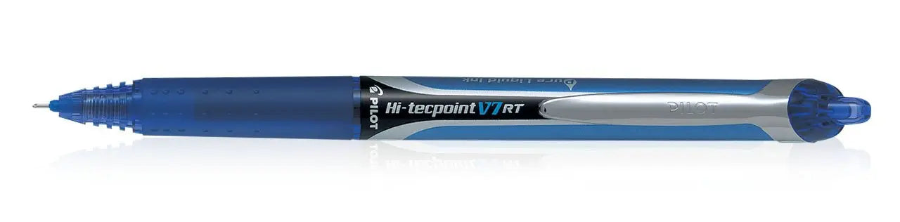 Pilot Hi-Tecpoint V7 RT 0.7mm Fine Point Pure Liquid Ink Retractable Roller Ball Pen with Dimpled Rubber Grip | Blue Ink - Image #1