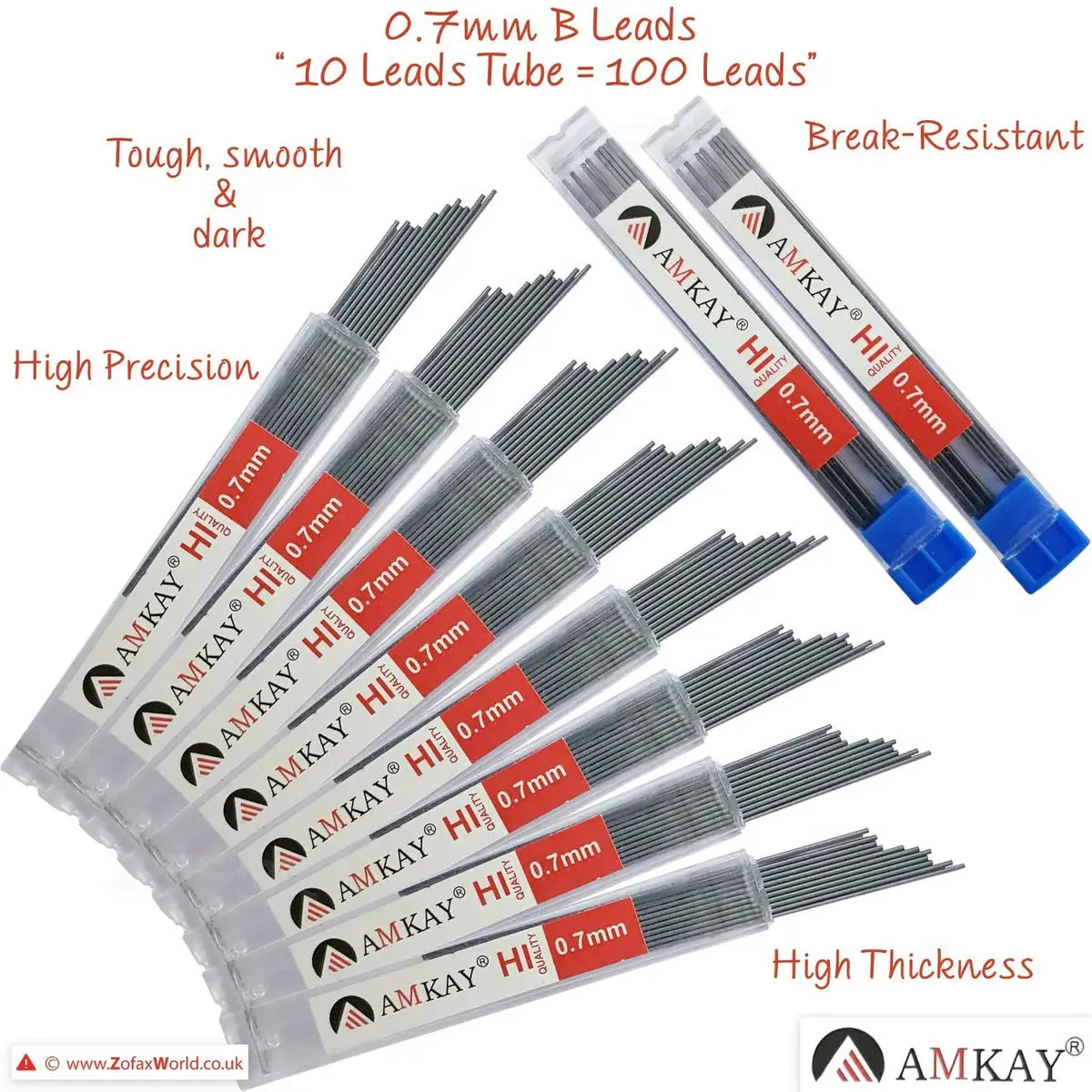 AMKAY Super Hi-Polymer Lead Refill 0.5/0.7Mm, Fine/Medium, Hb, Pack of 10 Packets - Image #4