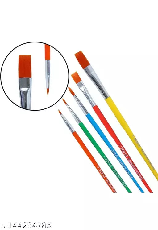 DOMS Colourmate Synthetic Paint Brush Set (Flat & Round, Pieces of 7 x 1 Set)