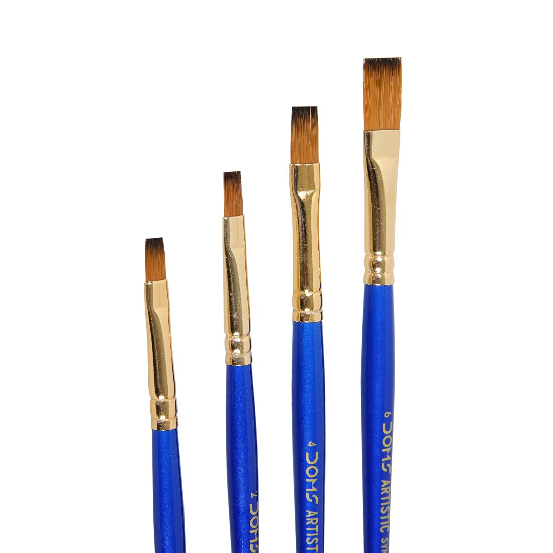 Doms Artistic Synthetic Flat SR 10 Paint Brush Set (Set of 3 Pcs) | Long Handle with Seamless Ferrule & Long Bristales | Soft & Easy to Clean | Comfortable, Sturdy & Light Weight Body | Pack of 1