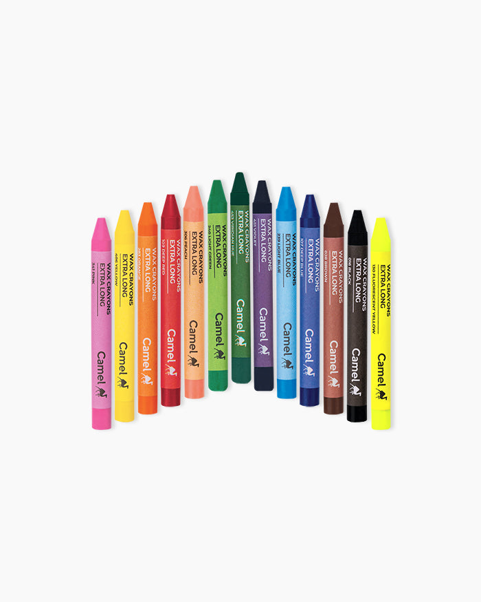 Camlin Wax Crayons 13 Shades Extra Long | Smooth Coloring | Bright & Rich Colors | Ideal for Kids, School & Art Projects