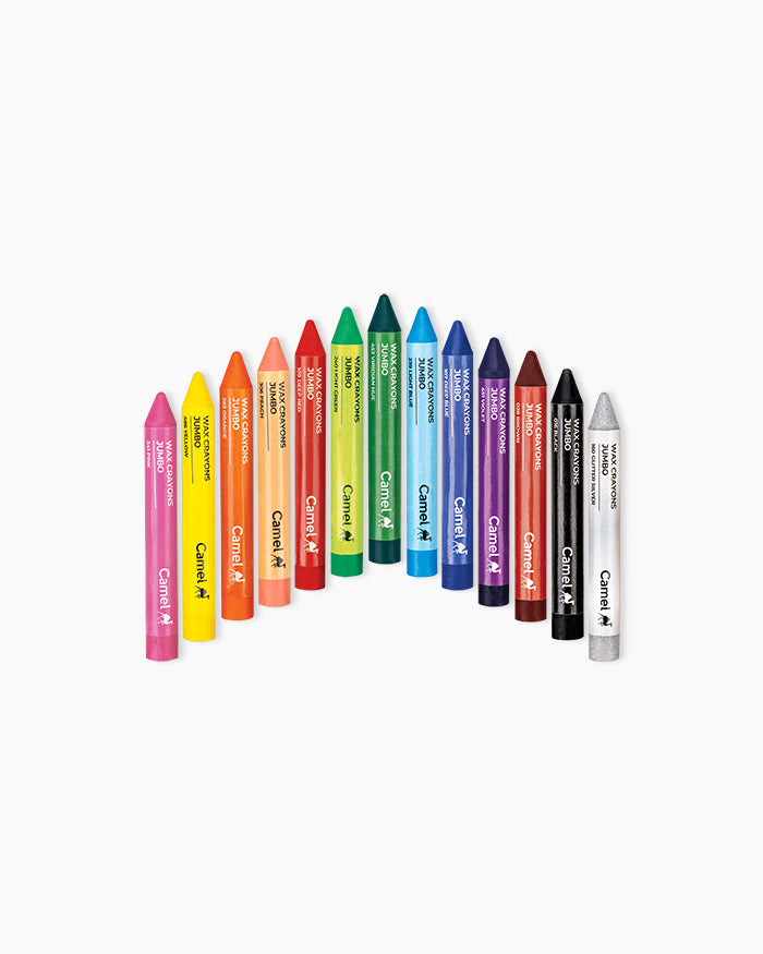 Camlin Wax Crayons 13 Shades Jumbo | Extra Thick & Smooth Coloring | Bright Colors | Ideal for Kids, School & Art Projects
