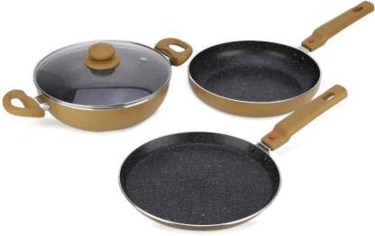 Prestige Omega Festival Pack - Build Your Kitchen Set Induction Bottom Cookware Set (Aluminium, 3 - Piece) (RD)