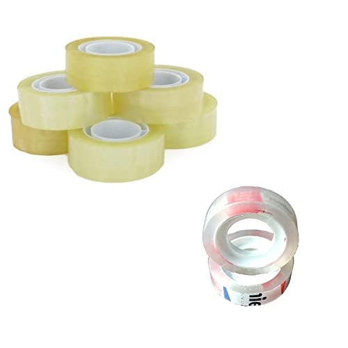 AMKAY Cristal Clear Self adhesive tape small size 12 mm width [1/2'' set of 12pcs] for use in small size Mini Tape Dispenser, 24 yards (20 Mtr)
