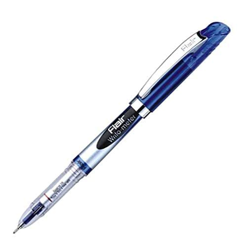 FLAIR Writometer 0.6mm Ball Pen Box Pack | Our Longest Writing Pens | Writes Upto 10,000 Meters | Smooth Ink Flow System Ensures Smooth & Comfortable Writing Experience | Blue Ink, Pack of 1 pen