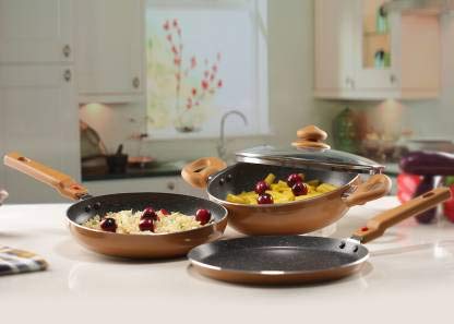 Prestige Omega Festival Pack - Build Your Kitchen Set Induction Bottom Cookware Set (Aluminium, 3 - Piece) (RD)