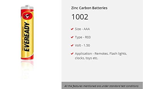 Eveready Carbon Zinc AA Batteries - 1.5 Volt, Highly Durable & Leak Proof, 10 pcs Gold