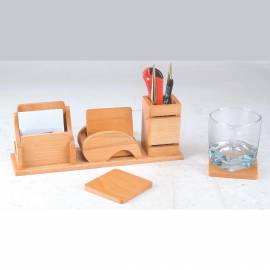 KEBICA Pen Stand 3-IN-1 TABLE ORGANIZER WOODEN BASE