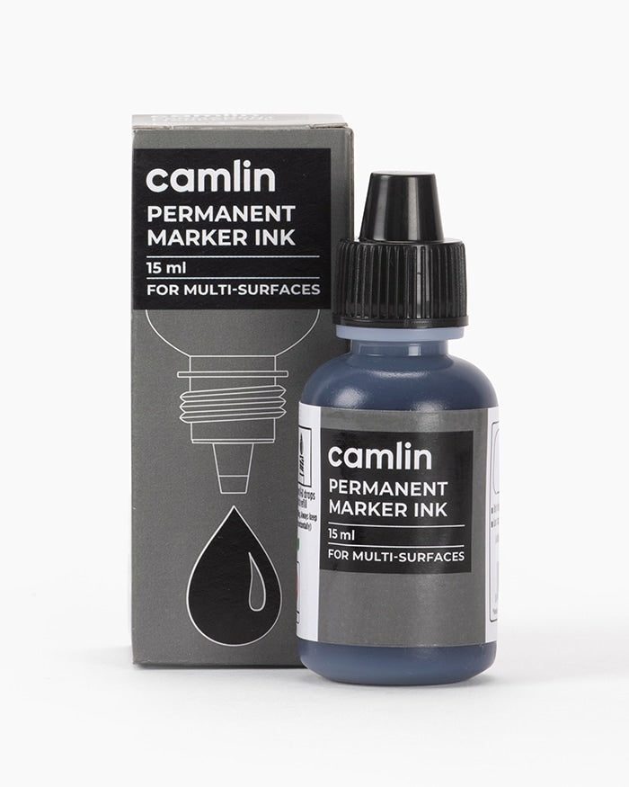 Camlin Permanent Marker Ink 15ml  | Refill Ink | Long-Lasting & Quick Dry | Bold & Smooth Writing | Ideal for Office, School & Industrial Use