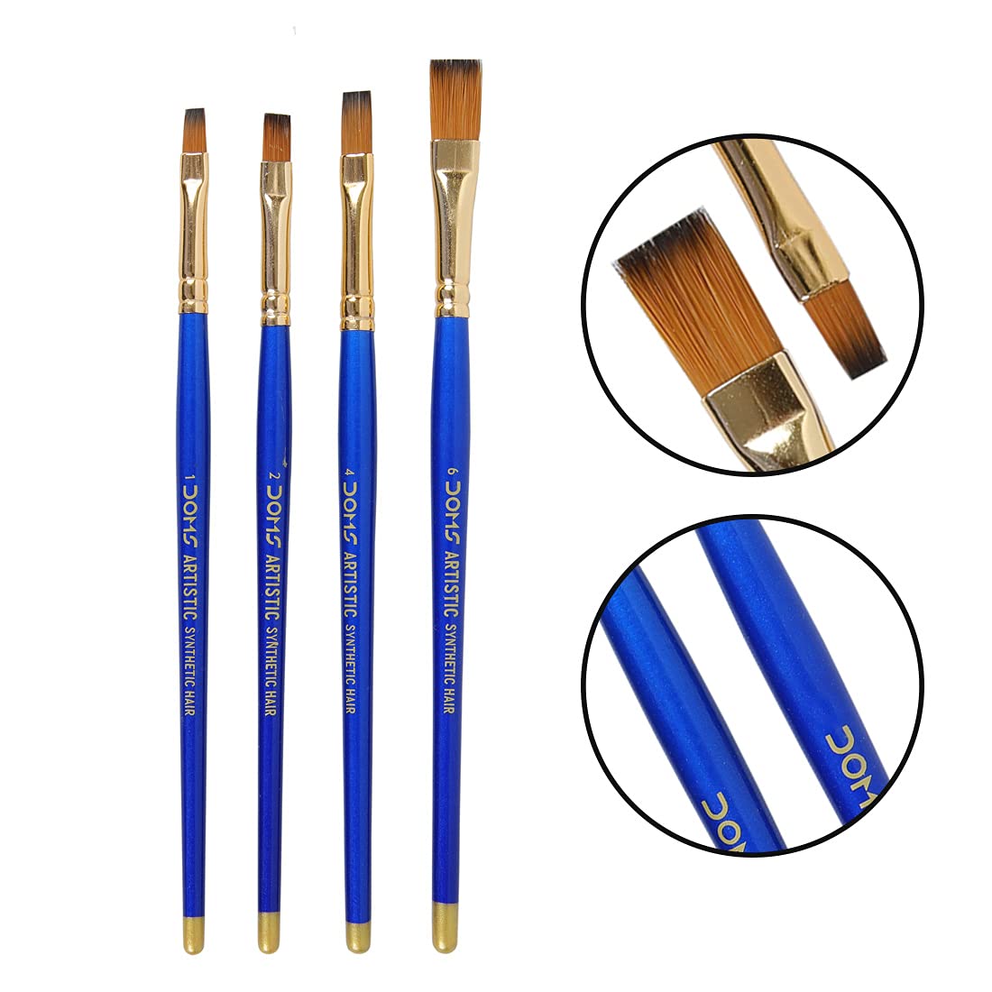 Doms Artistic Synthetic Flat SR 12 Paint Brush Set (Set of 3 Pcs) | Long Handle with Seamless Ferrule & Long Bristales | Soft & Easy to Clean | Comfortable, Sturdy & Light Weight Body | Pack of 1