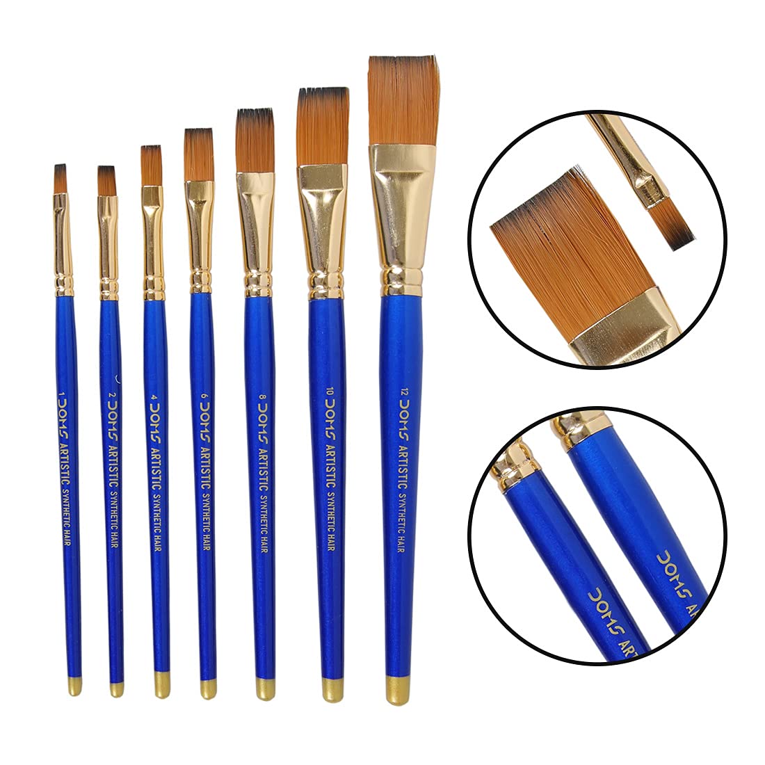 DOMS Synthetic Paint Brush Set (Flat, Pack of 7 x 1 Set)