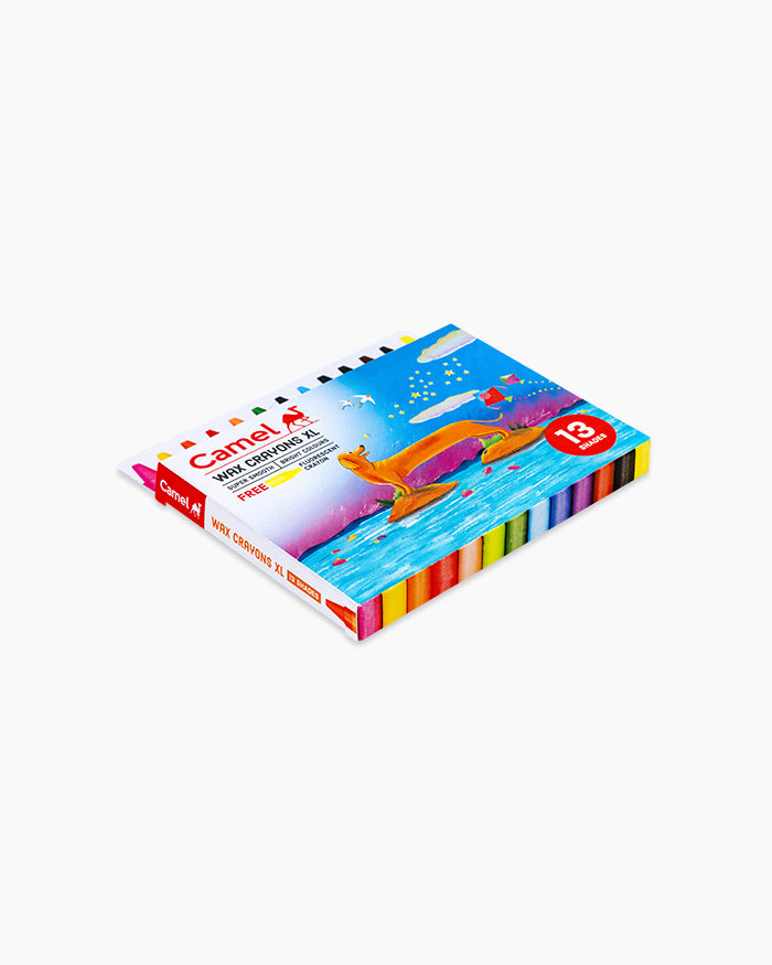 Camlin Wax Crayons 13 Shades Extra Long | Smooth Coloring | Bright & Rich Colors | Ideal for Kids, School & Art Projects