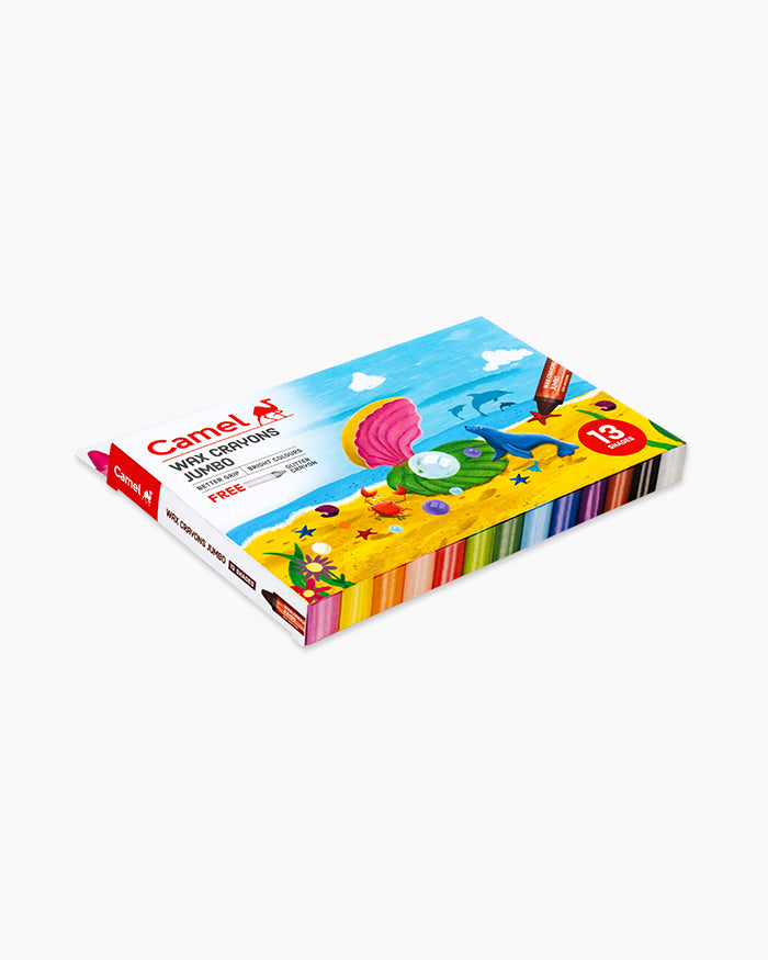 Camlin Wax Crayons 13 Shades Jumbo | Extra Thick & Smooth Coloring | Bright Colors | Ideal for Kids, School & Art Projects