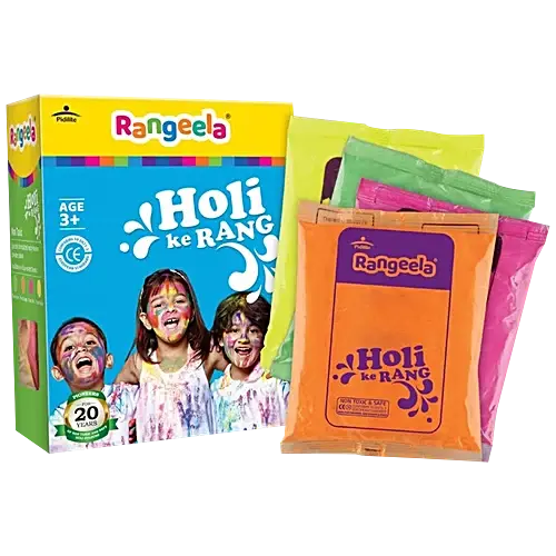 Pidilite Rangeela Holi Ke Rang Colours/Gulal - Non Toxic, Skin Friendly, Assorted Colours, 60 g (Pack of 4) - Image #1