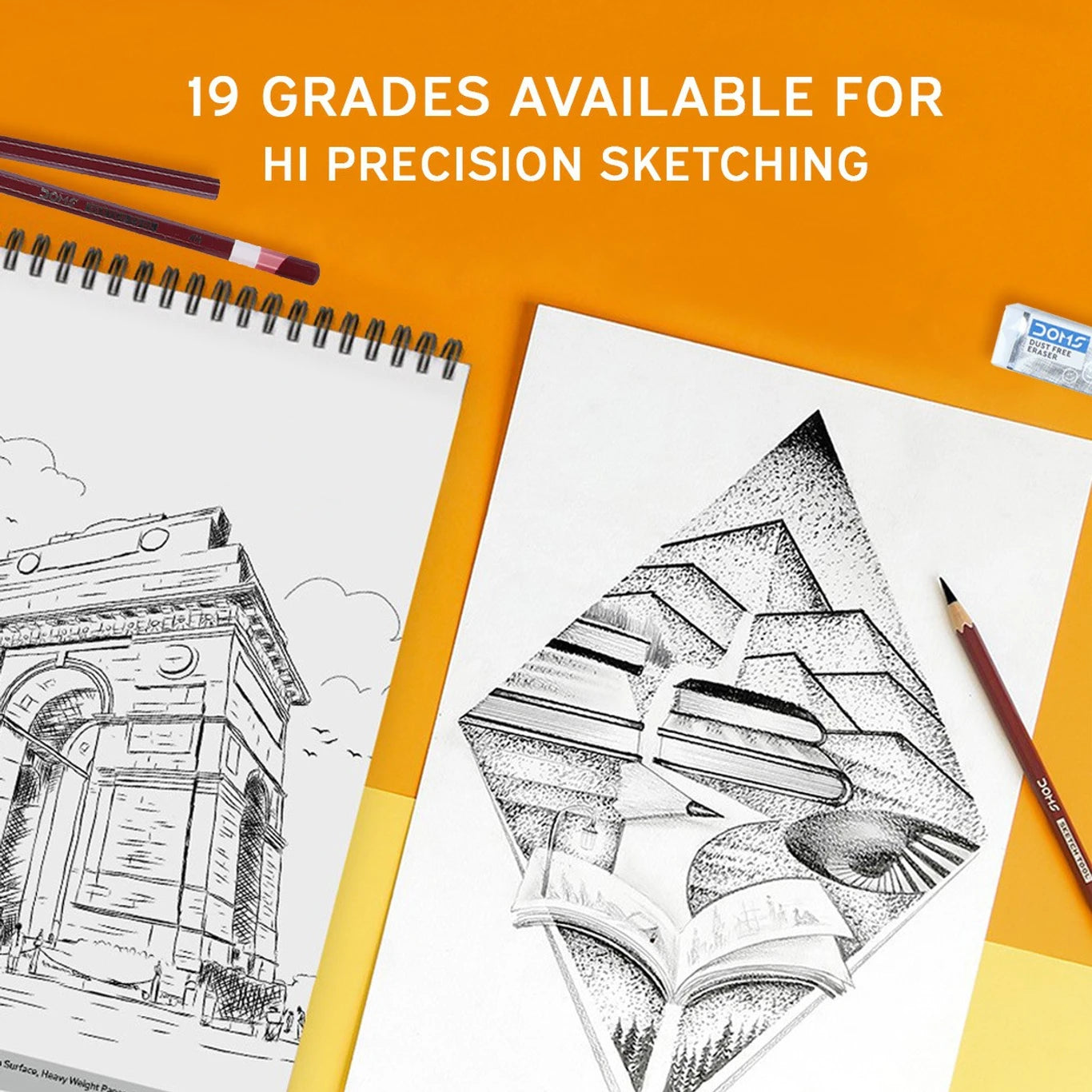 DOMS Drawing & Sketching 2H Graphite Pencil | Hard Grade Pencil for Technical Drawing, Sketching & Writing