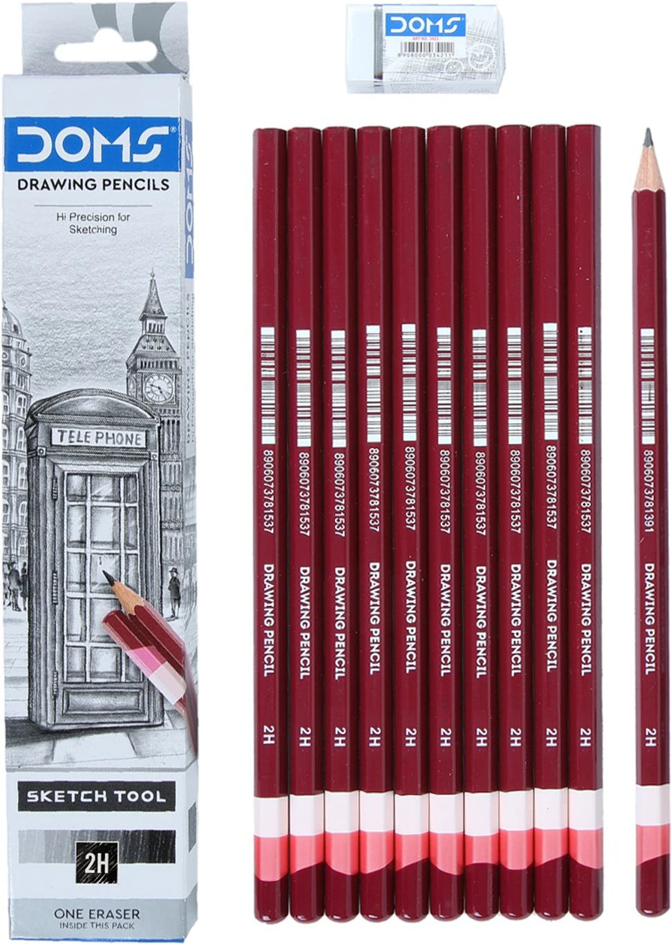 DOMS Drawing & Sketching 2H Graphite Pencil | Hard Grade Pencil for Technical Drawing, Sketching & Writing