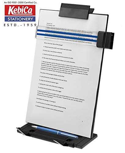 Kebica Metal Desktop Document Holder with 7 Adjustable Positions, Adjustable Clip, Holds A4 Documents, Books, iPad Tablet.