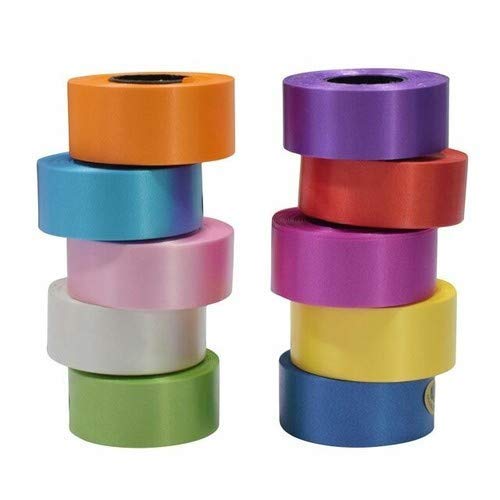 AMKAY Multicolor 1 Inch Plastic Ribbon for Decoration Ribbon Roll Party House |Decoration, Gift Packing, Art & Craft| School Projects Pack of 5