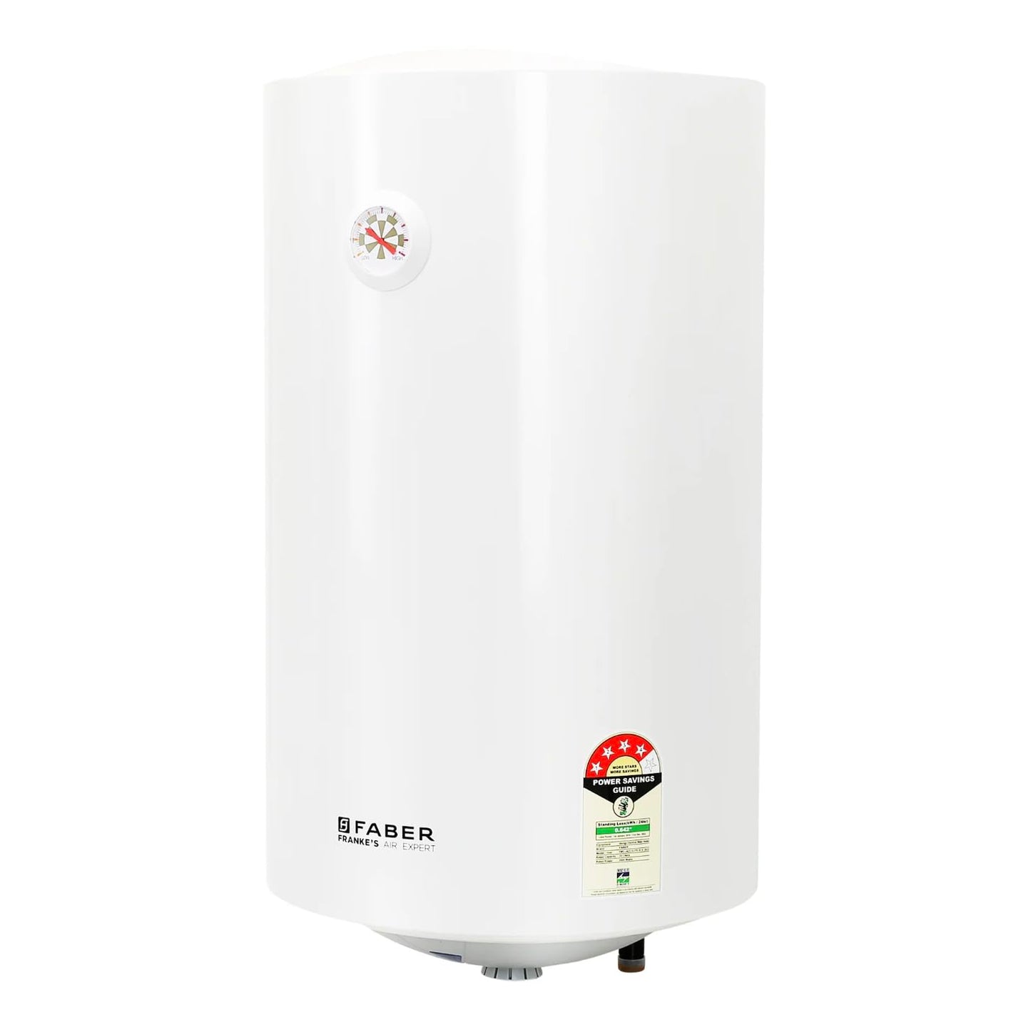 Faber Jazz Elite 50L Vertical Storage Water Geyser | Heating Indicator, 8 Bar Pressure, Titanium Glassline Coated Tank, Temperature Control, MFV Safety Valve, Thermal Cut-Off | 2000W, 4 Star | (White)