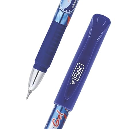 FLAIR Super Smooth Rapid Gel Pen | Tip Size 0.5 mm | Elegant Metal Clip With Soft Rubber Grip | WaterProof Ink For Smudge Free Writing | Ideal for School, Collage & Office | Blue Ink Pack of 3 pcs