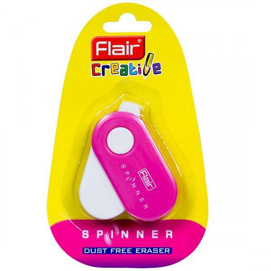 Flair Creative Series Non Toxic Spinner Eraser Blister Set | Neat & Dust Free Erasing | 360 Degree Rotatable with Lock Mechanism | Playful Body Colors | Pack of 6 Erasers