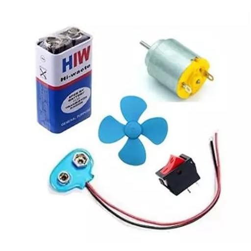 ART N CRAFT Electronic Experiment Project DIY Kit 9V Battery, Battery Clip, On Off Switch, Dc Toy Motor, Blade Fan, Working Models of Science Projects Kits
