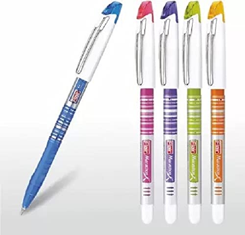 Flair Marathon Fine Tip 0.7mm Ball Pen Box Pack | Sleek Body For Better Hold | Longer Writing Length | Bold Body Colours With Metal Clip | Low-Viscosity Ink | Blue Ink, Pack of 10 Pens