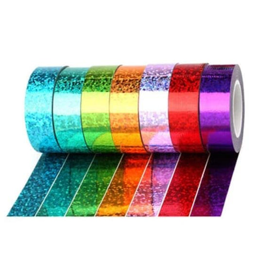 Amkay 12 mtr Colorful Decorative Glitter Adhesive Tape Rolls For Scrapbooking, Decoration Art & Craft Gift Wrapping Tape Set of 12 Pcs