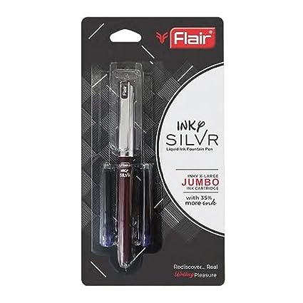 FLAIR Inky Series Silver Liquid Ink Fountain Pen Blister