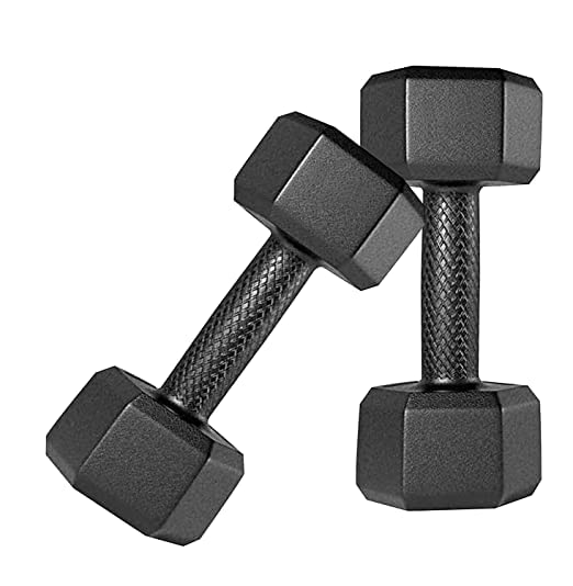 ZIMMER PVC Fixed Dumbbell Set for Home Gym For Exercise Gym Training | Black Color | (5KG) (ASL)